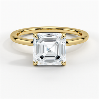 asscher cut diamond ring yellow gold