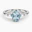 Aquamarine Tapered Baguette Diamond Ring in Platinum