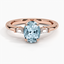 Rose Gold Aquamarine Tapered Baguette Diamond Ring