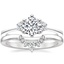 18K White Gold Tallula Three Stone Diamond Ring with Lunette Diamond Ring