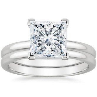 18K White Gold 2mm Comfort Fit Bridal Set