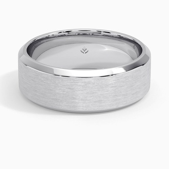 Beveled Edge Matte 7.5mm Wedding Ring in Platinum