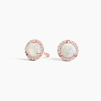 Opal Halo Diamond Earrings