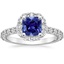 Sapphire Lotus Flower Diamond Ring with Side Stones (3/4 ct. tw.) in 18K White Gold