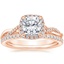 14K Rose Gold Petite Twisted Vine Halo Diamond Ring (1/4 ct. tw.) with Ballad Diamond Ring (1/6 ct. tw.)