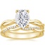 18KY Moissanite Twisted Vine Ring with Petite Twisted Vine Diamond Ring (1/8 ct. tw.), smalltop view