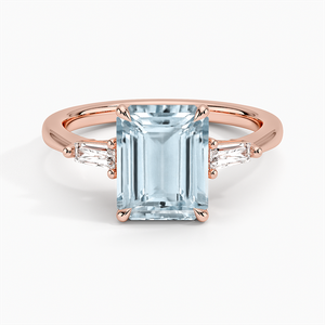 Aquamarine Quinn Diamond Ring in 14K Rose Gold