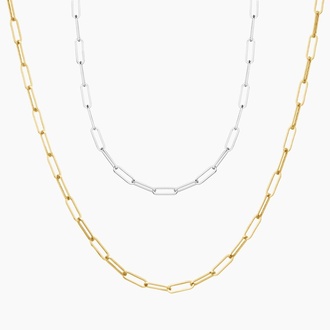 Mixed Metal Paperclip Chain Necklace Set
