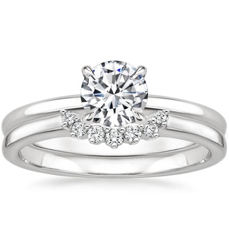 18K White Gold Elodie Ring with Crescent Diamond Ring
