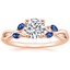 14K Rose Gold Willow Ring With Sapphire Accents, smalltop view