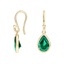 14K Yellow Gold Teardrop Lab Created Emerald Earrings, smalladditional view 1