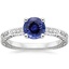 18KW Sapphire Delicate Antique Scroll Diamond Ring, smalltop view