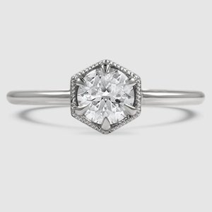 hexagon diamond engagement ring