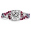 Custom Sweeping Diamond Ring with Ruby and Alexandrite Accents