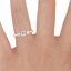14K Rose Gold Petite Three Stone Trellis Diamond Ring (1/3 ct. tw.), smallzoomed in top view on a hand