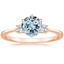 Rose Gold Aquamarine Six Prong Selene Diamond Ring (1/10 ct. tw.)