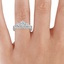 18K White Gold Three Stone Hudson Contoured Diamond Ring, smallzoomed in top view on a hand