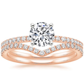 14K Rose Gold Ballad Diamond Ring (1/8 ct. tw.) with Flair Diamond Ring (1/6 ct. tw.)