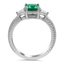 Engraved Emerald Ring with Trillion Accents, smallside view