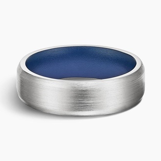 Beveled Edge Matte Blue Cerakote 6.5mm Wedding Ring