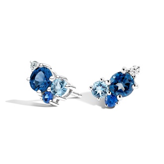 Blue Gemstone Cluster Earrings