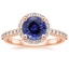 Rose Gold Sapphire Halo Diamond Ring with Side Stones (1/3 ct. tw.)