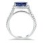 Horizontal Fancy Halo Sapphire and Diamond Ring, smallside view