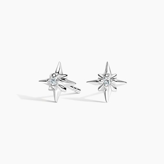 North Star Diamond Earrings in Silver
