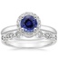 18KW Sapphire Halo Diamond Ring (1/6 ct. tw.) with Tiara Diamond Ring (1/10 ct. tw.), smalltop view