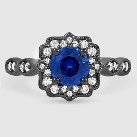Details about   Diffused Blue Sapphire And Natural White Zircon Crafted In Black Rhodium Plat...