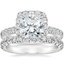 18K White Gold Luxe Sienna Halo Diamond Ring (3/4 ct. tw.) with Signature Luxe Sienna Diamond Ring (5/8 ct. tw.)