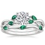 Platinum Willow Bridal Set With Lab Emerald Accents