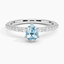 Aquamarine Six Prong Petite Shared Prong Diamond Ring (1/5 ct. tw.) in 18K White Gold