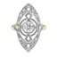 Custom Mixed Metal Shield Shape Diamond Ring