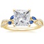 18KY Moissanite Luxe Willow Sapphire and Diamond Ring (1/8 ct. tw.), smalltop view