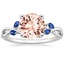 18KW Morganite Willow Ring With Sapphire Accents, smalltop view