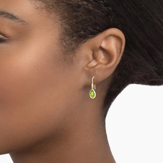 Bezel Set Peridot Drop Earrings