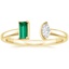 Yellow Gold Emerald and Diamond Cuff Ring 