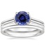 18KW Sapphire Jade Trau Alure Solitaire Ring with Sorella Double Wedding Ring, smalltop view