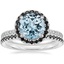 18KW Aquamarine Waverly Diamond Ring with Black Diamond Accents with Luxe Ballad Black Diamond Ring, smalltop view