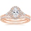 14K Rose Gold Nadia Halo Diamond Ring with Curved Ballad Diamond Ring (1/6 ct. tw.)