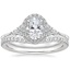 18K White Gold Nadia Halo Diamond Ring with Curved Ballad Diamond Ring (1/6 ct. tw.)