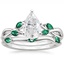 18KW Moissanite Willow Bridal Set With Lab Emerald Accents, smalltop view