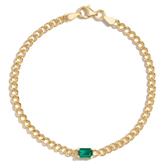 Lab Created Emerald Chain Bracelet