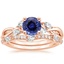14KR Sapphire Willow Diamond Ring (1/8 ct. tw.) with Luxe Willow Diamond Wedding Ring (1/5 ct. tw.), smalltop view