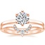 14K Rose Gold Six Prong Hidden Halo Diamond Ring with Lunette Diamond Ring