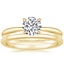 18K Yellow Gold Freesia Ring with Petite Comfort Fit Wedding Ring
