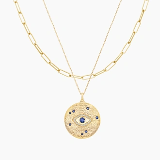 The Mystic Evil Eye and Paperclip Necklace Set - Brilliant Earth