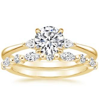 18K Yellow Gold Aria Diamond Ring (1/10 ct. tw.) with Versailles Diamond Ring (3/8 ct. tw.)