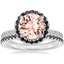 18KW Morganite Waverly Diamond Ring with Black Diamond Accents with Luxe Ballad Black Diamond Ring, smalltop view